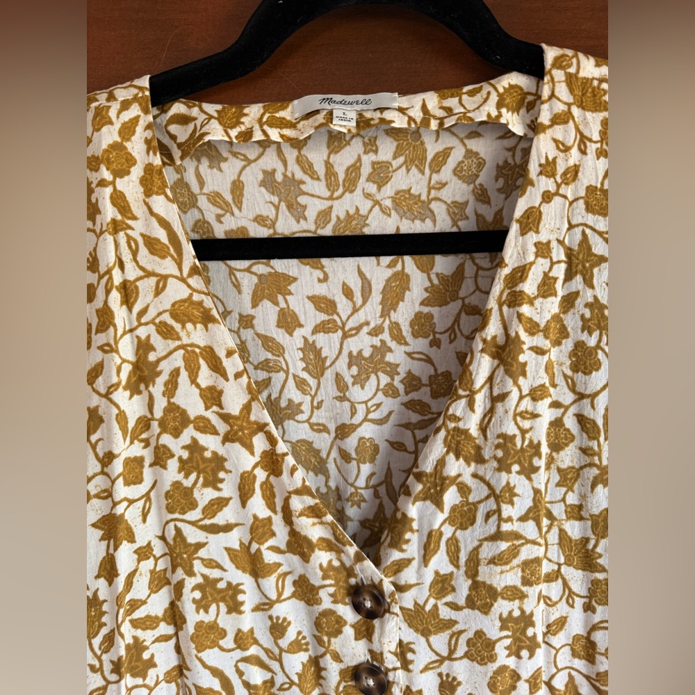 Madewell Button-Front Midi Dress in Batik Vine in Pearl Ivory - Picture 6 of 8
